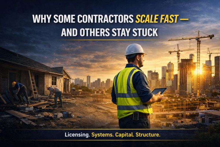 Contractor overseeing large construction project symbolizing scaling success.